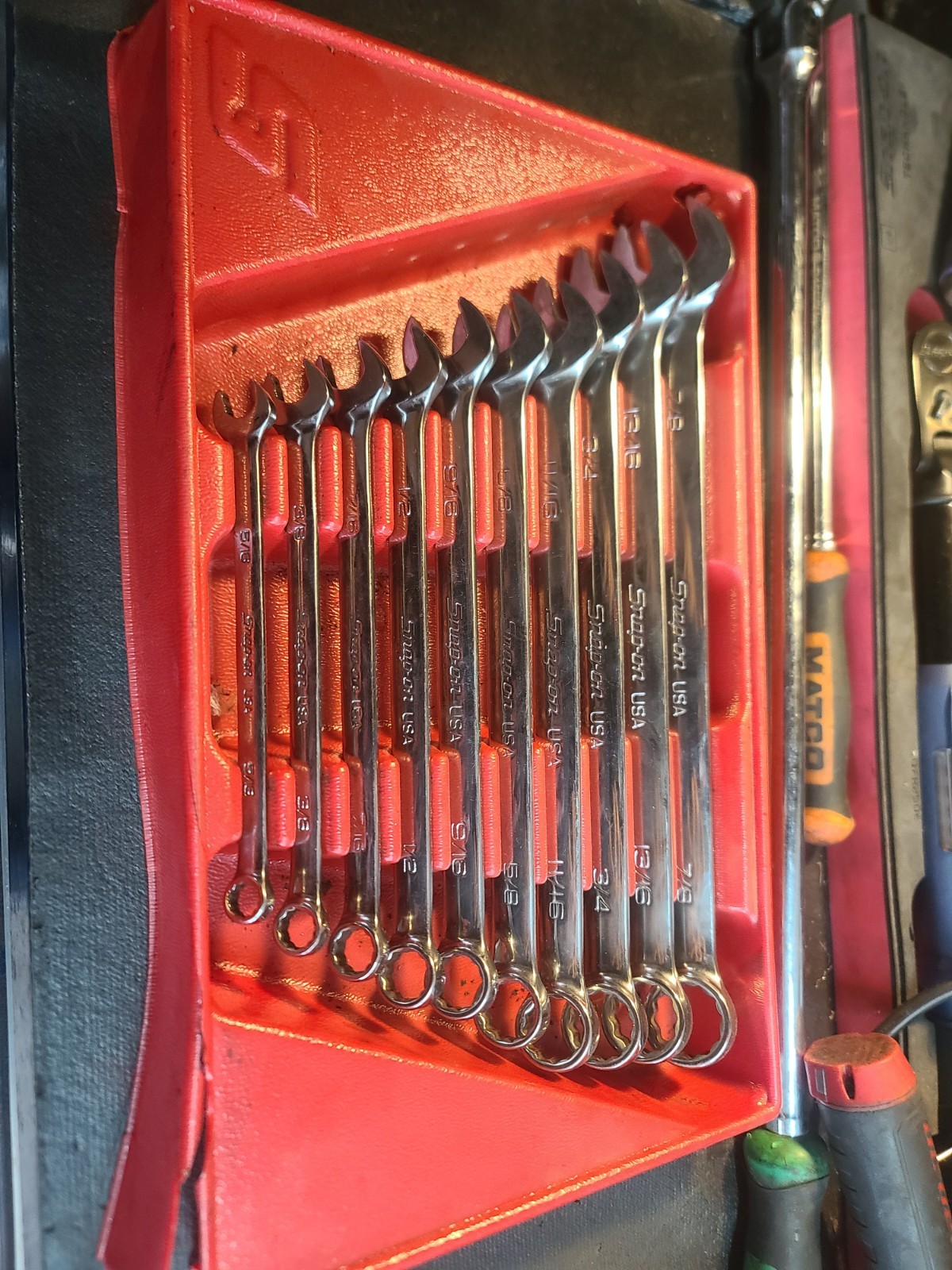 Snap-On 10 Pc 12-Point SAE Flank Combination Wrench Set SOEX710 5/16-7/8