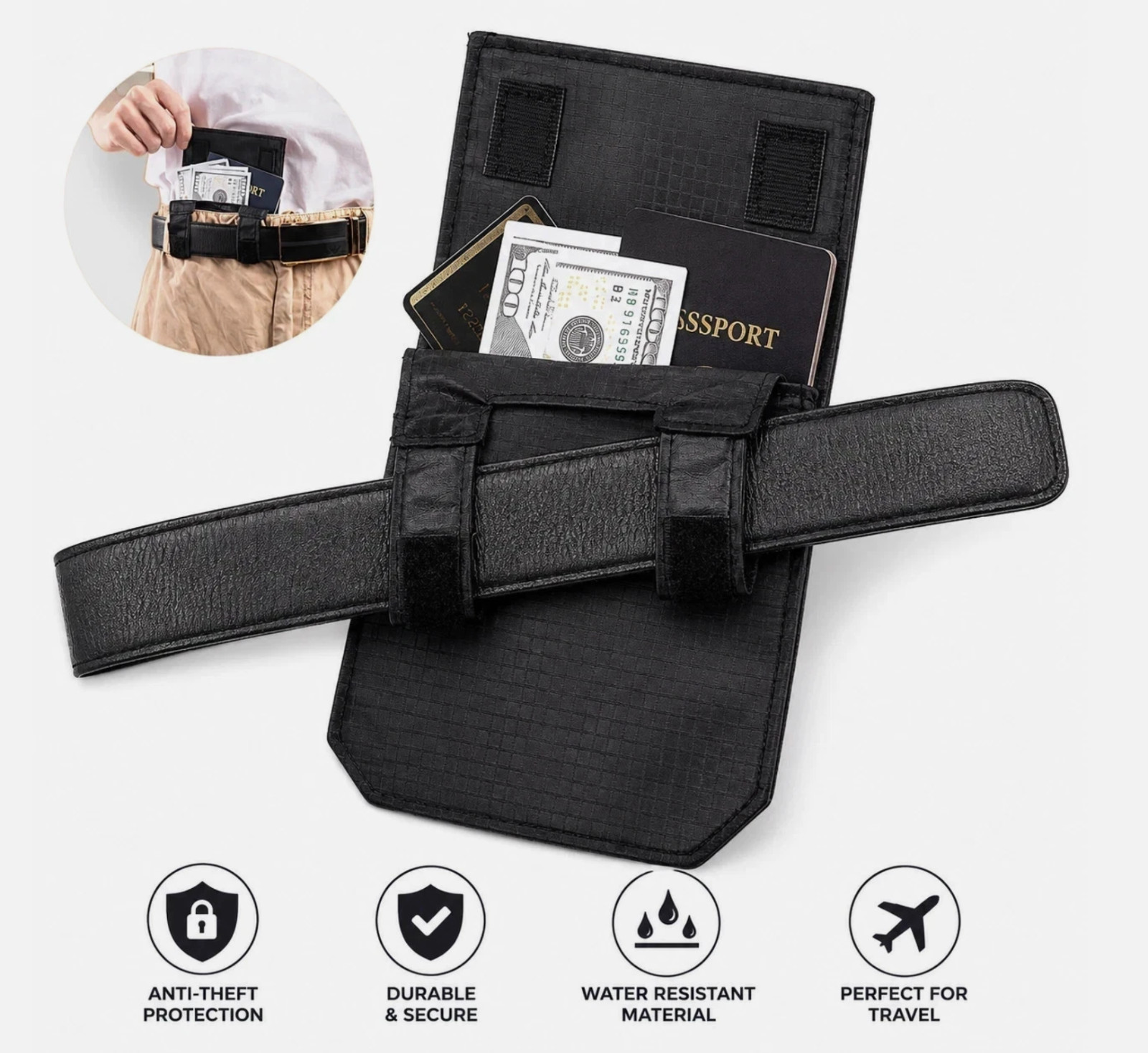 Anti Theft RFID Travel Money Belt Bag Wallet Credit Card ID Cash Passport Anti Theft RFID Travel Money Belt Bag Wallet Credit Card ID Cash Passport
