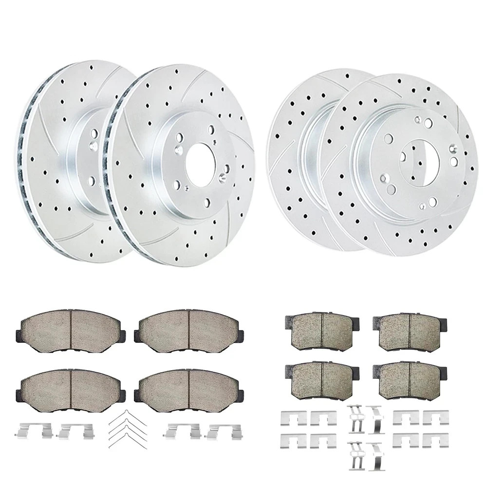 Front Rear Brake Kit for 2.4L Accord Drilled Slotted Rotors Ceramic Pads Front Rear Brake Kit for 2.4L Accord Drilled Slotted Rotors Ceramic Pads