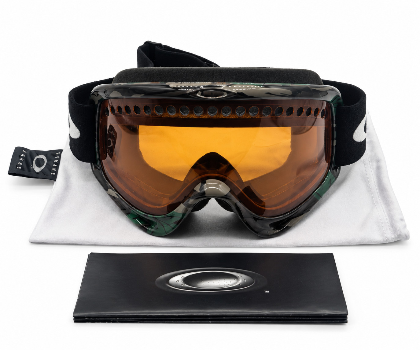 Oakley O Frame Snow Goggles Green Camo Persimmon Lens Vintage 02-444 Box
