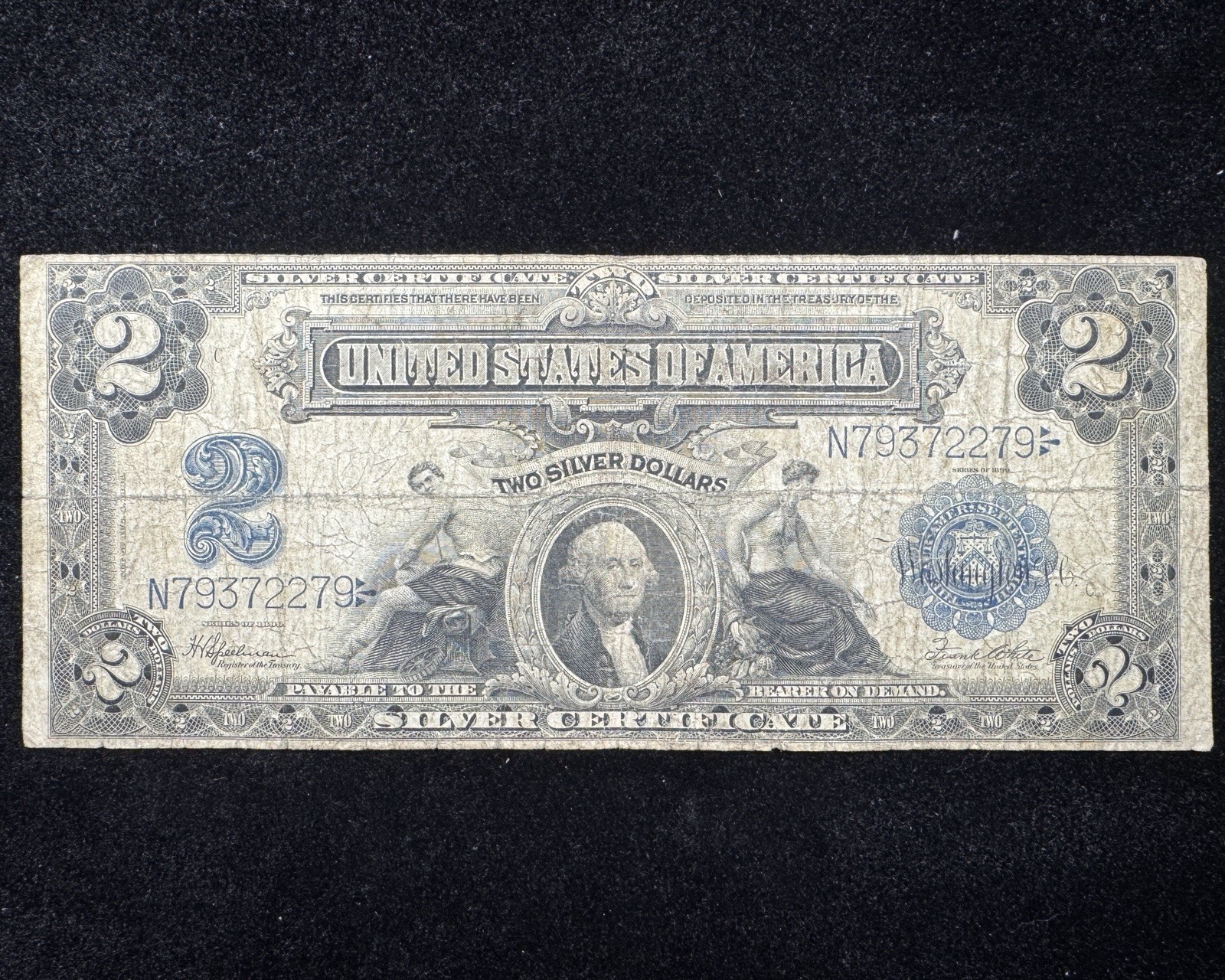 1899 $2 Silver Certificate (Fr#258) - $2 Raw - Mini Porthole - Speelman White 1899 $2 Silver Certificate (Fr#258) - $2 Raw - Mini Porthole - Speelman White