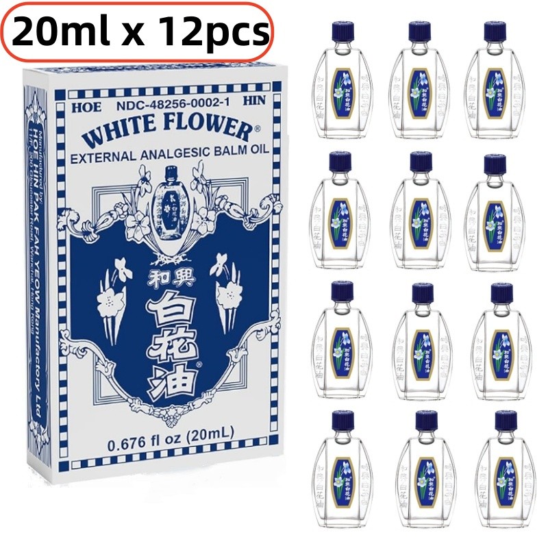 White Flower Balm Oil (Hoe Hin) 20ml - Pack of 12 Bottles-Pain Relief Oil