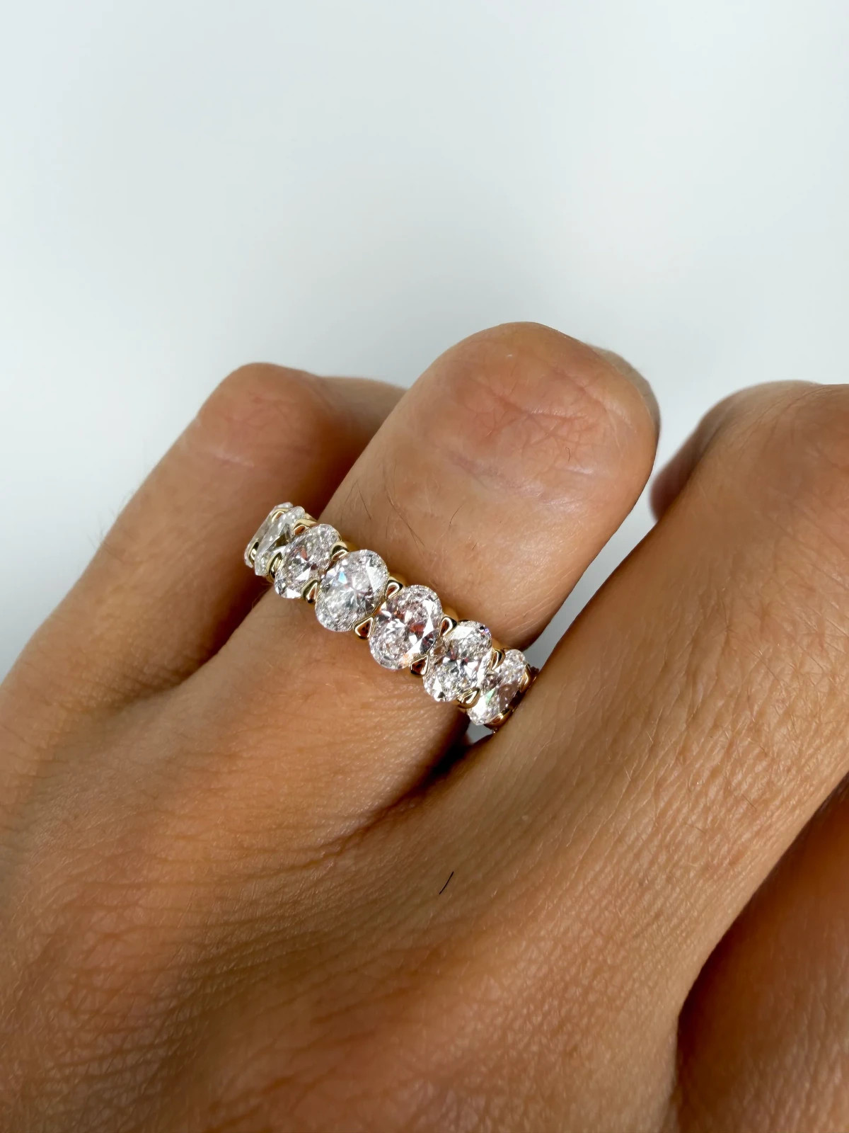 4*6 MM Oval Certified Moissanite Full Eternity Wedding Band Ring 14K Gold Plated 4*6 MM Oval Certified Moissanite Full Eternity Wedding Band Ring 14K Gold Plated