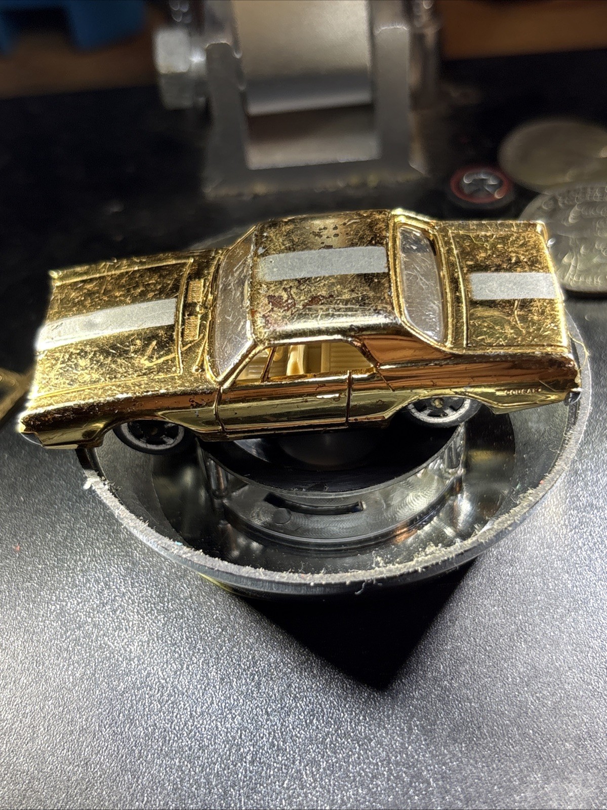 Vintage Aurora | Cigar Box Diecast Car | Gold Chrome Cougar | 6116 | USA Made Vintage Aurora | Cigar Box Diecast Car | Gold Chrome Cougar | 6116 | USA Made
