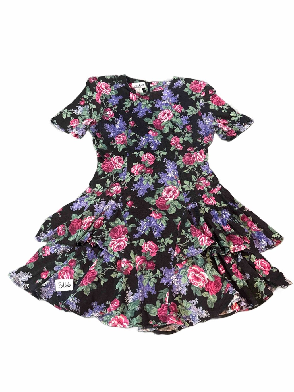 Women\'s vintage ‘90s Bolide Floral Midi Dress Black Pink Size 11 Women\'s vintage ‘90s Bolide Floral Midi Dress Black Pink Size 11