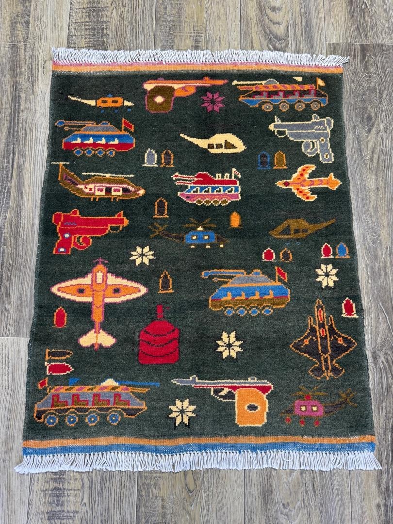 Afghan hand made war rugs, 9/11, opium, ak47, tank, making, size 80x60, usa, s26 Afghan hand made war rugs, 9/11, opium, ak47, tank, making, size 80x60, usa, s26