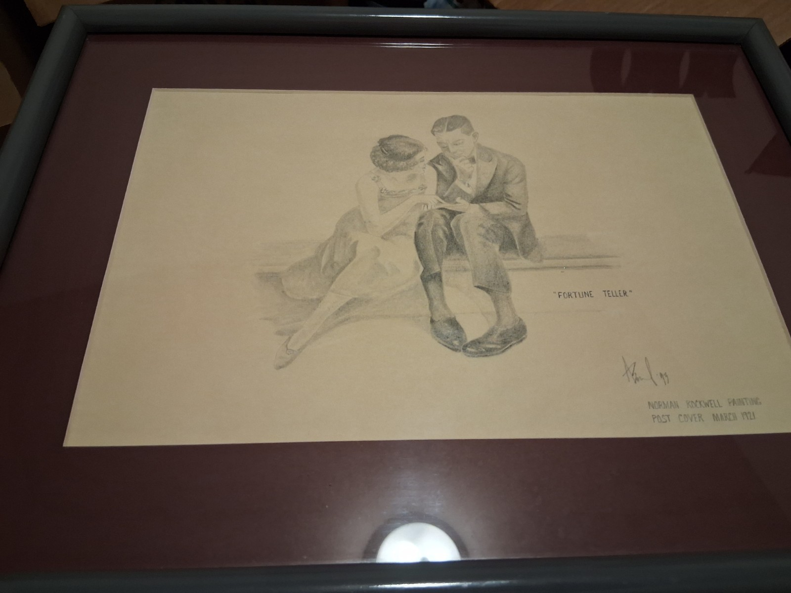 NORMAN ROCKWELL Palm Reading/ Fortune Teller 1921 (Signed Drawing 93) NORMAN ROCKWELL Palm Reading/ Fortune Teller 1921 (Signed Drawing 93)
