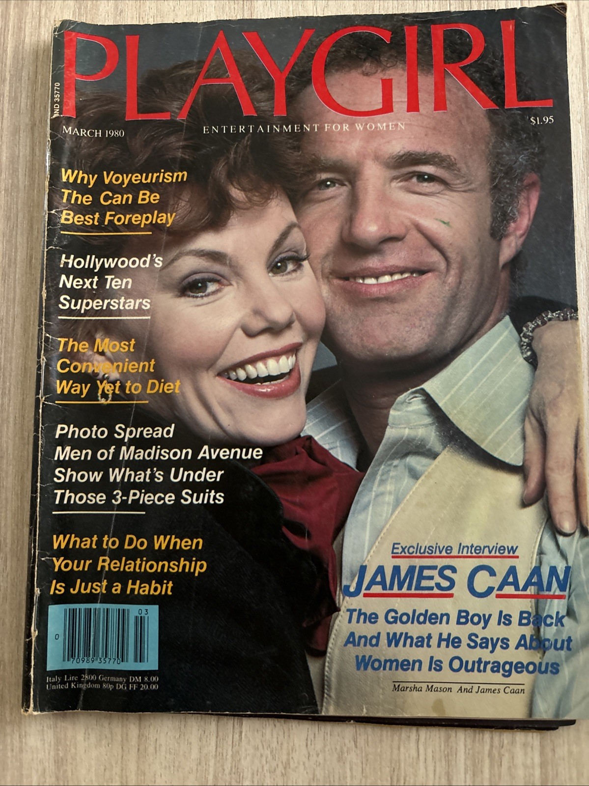 Playgirl Magazine Vintage March 1980, James Caan Playgirl Magazine Vintage March 1980, James Caan