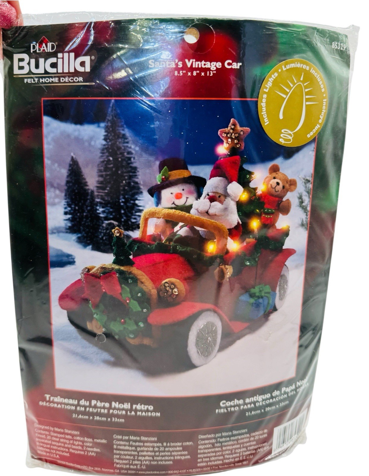 Bucilla Santa’s Vintage Car Felt Kit 85329 Christmas Lights Up 2006 NIP