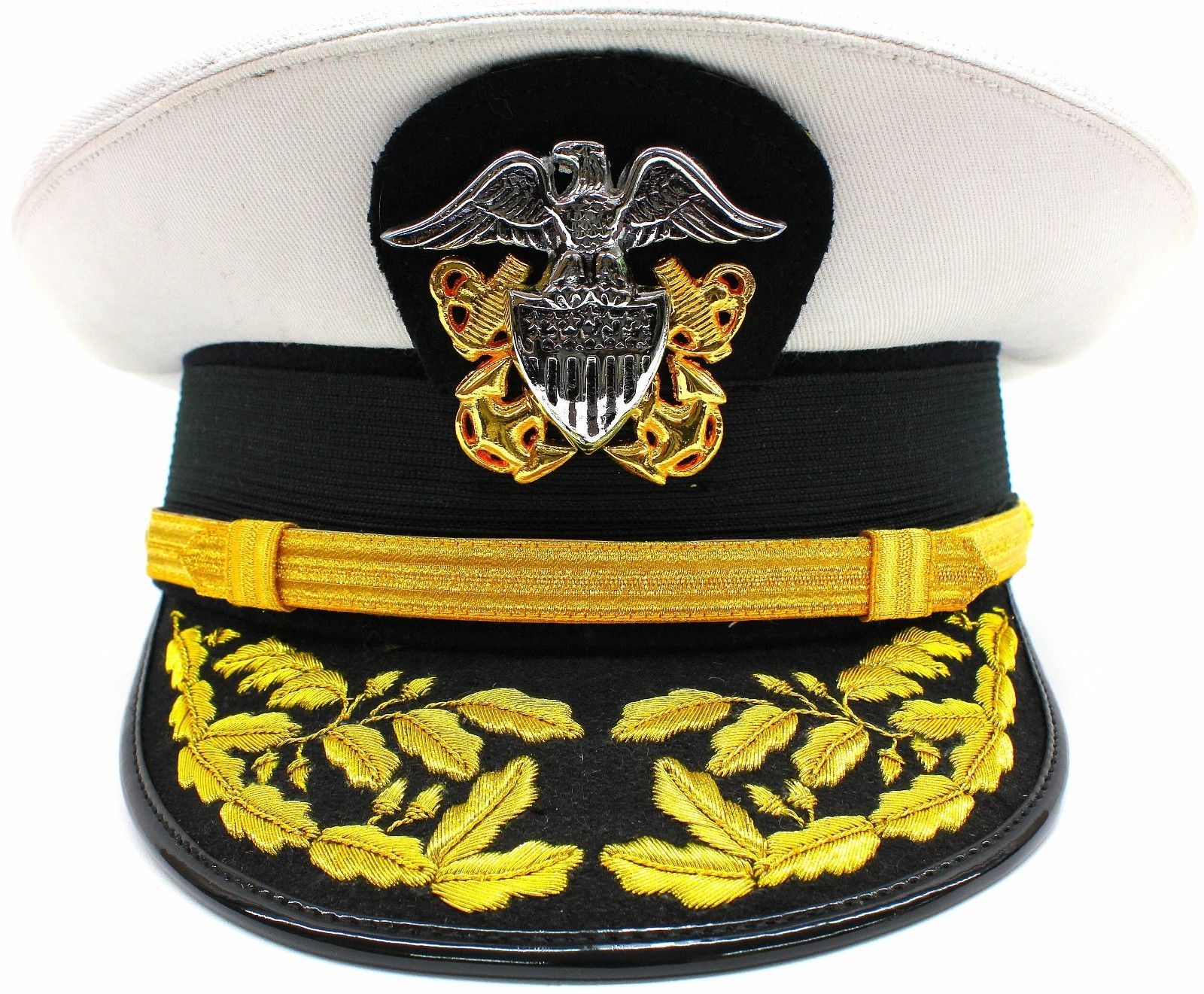US NAVY COMMANDER ADMIRAL RANK WHITE HAT CAP R N COMMANDERS