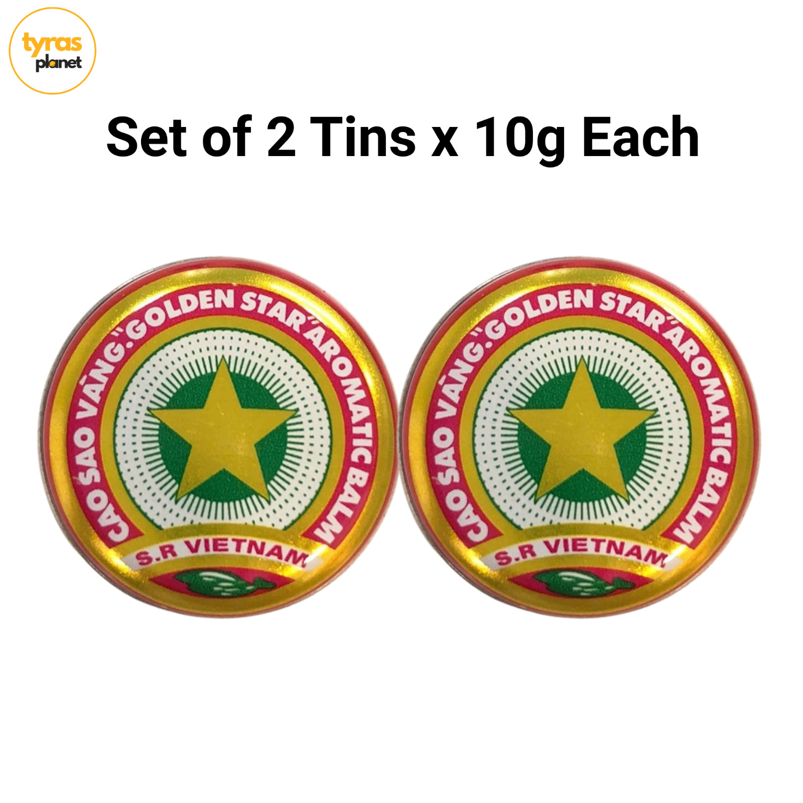 LOT OF 2 - Golden Star Balm Cao Sao Vang Vietnam 10g Tin Original Pain Relief