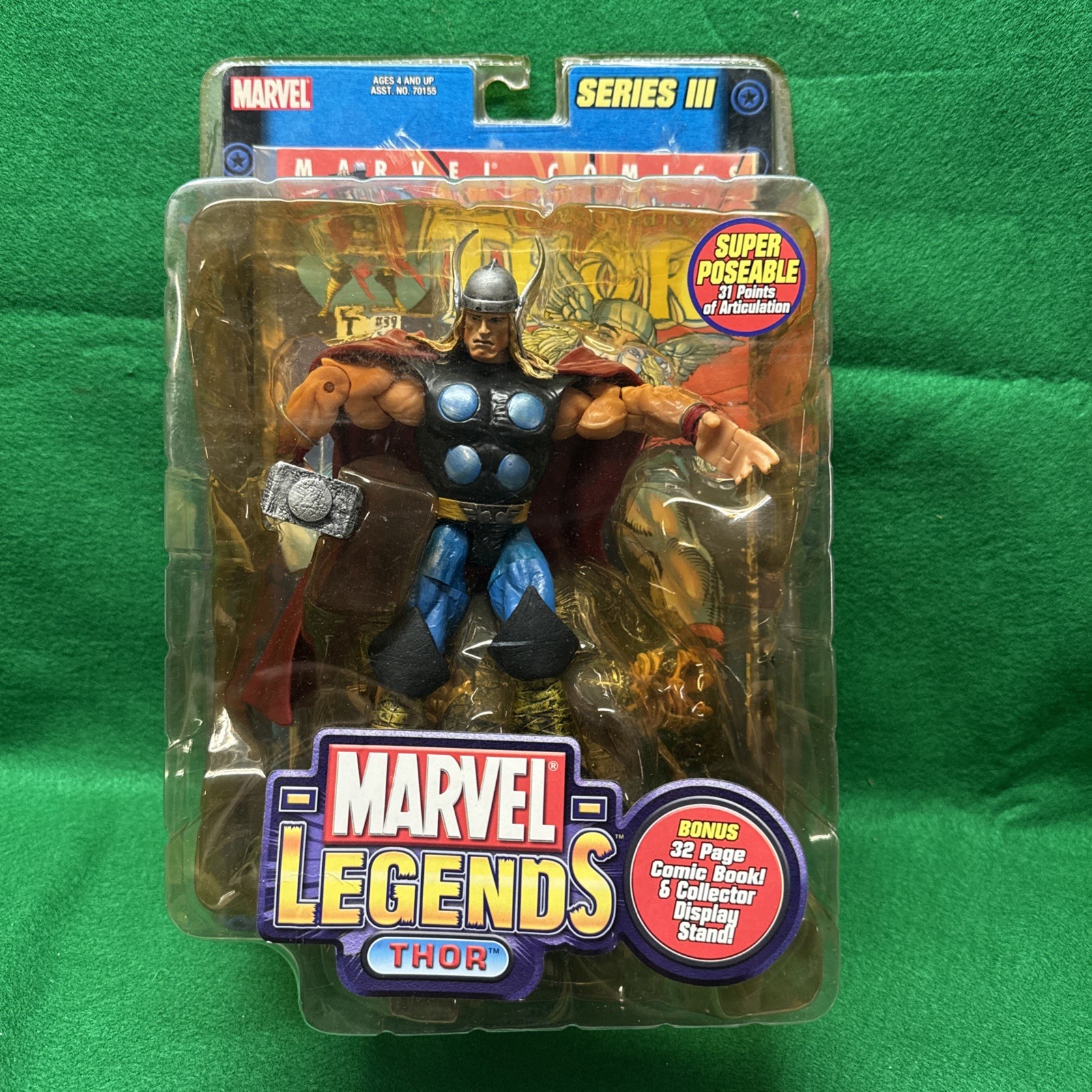2002 MARVEL LEGENDS THOR SERIES 3 TOYBIZ ACTION FIGURE W/ COMIC BOOK Box Damage 2002 MARVEL LEGENDS THOR SERIES 3 TOYBIZ ACTION FIGURE W/ COMIC BOOK Box Damage