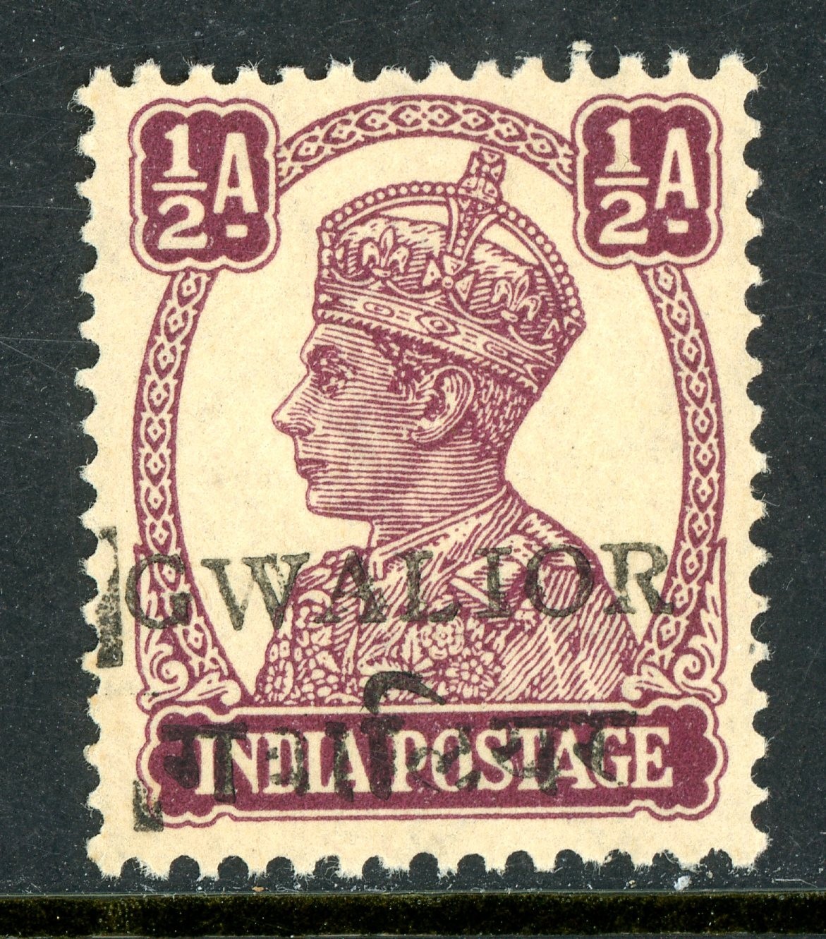 British India 1941 KGVI Gwalior ½a Purple SG #130 MNH N521 British India 1941 KGVI Gwalior ½a Purple SG #130 MNH N521