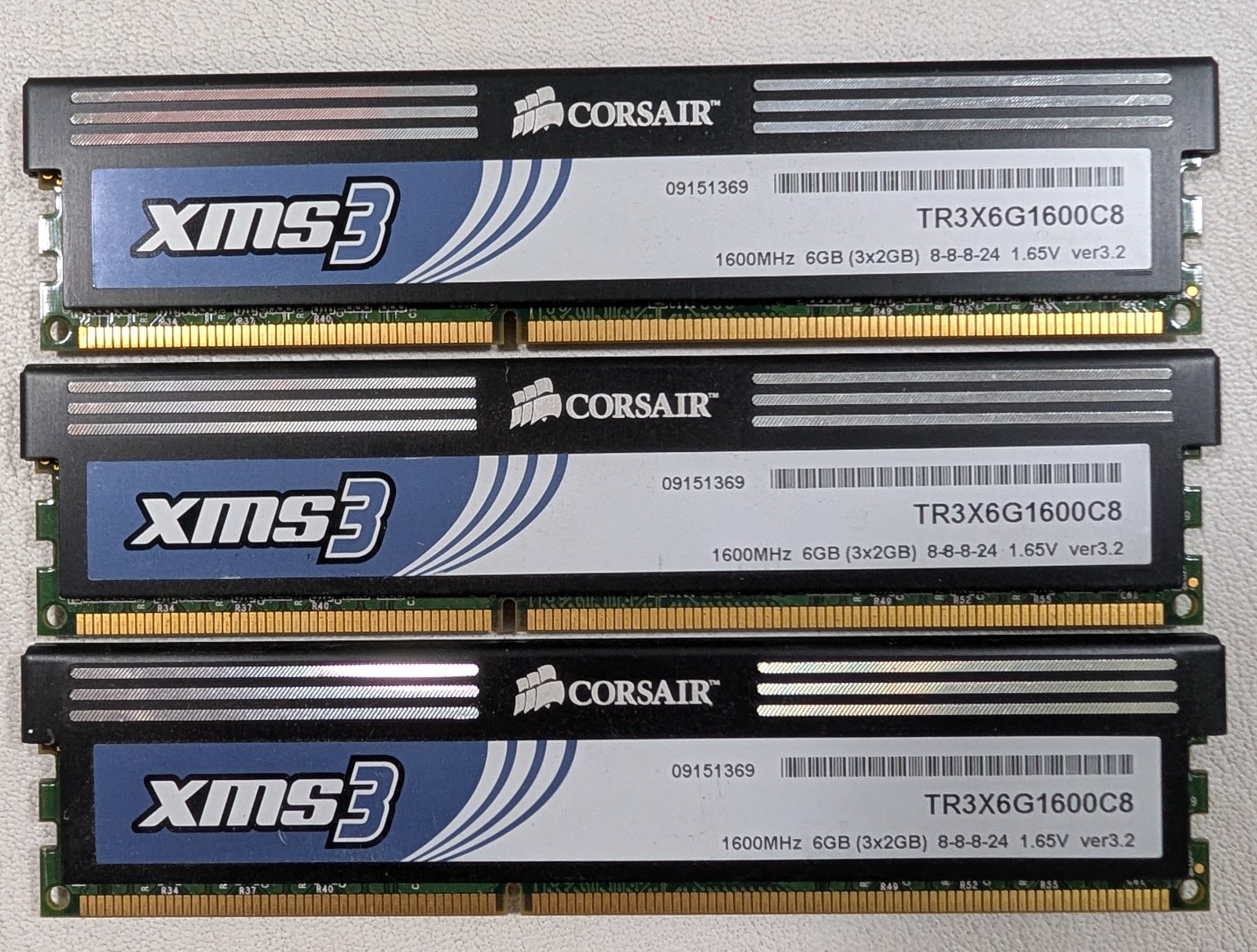 Corsair XMS3 6GB (3x2GB) DDR3 1600MHz RAM Kit TR3X6G1600C8 240-Pin C8 Memory