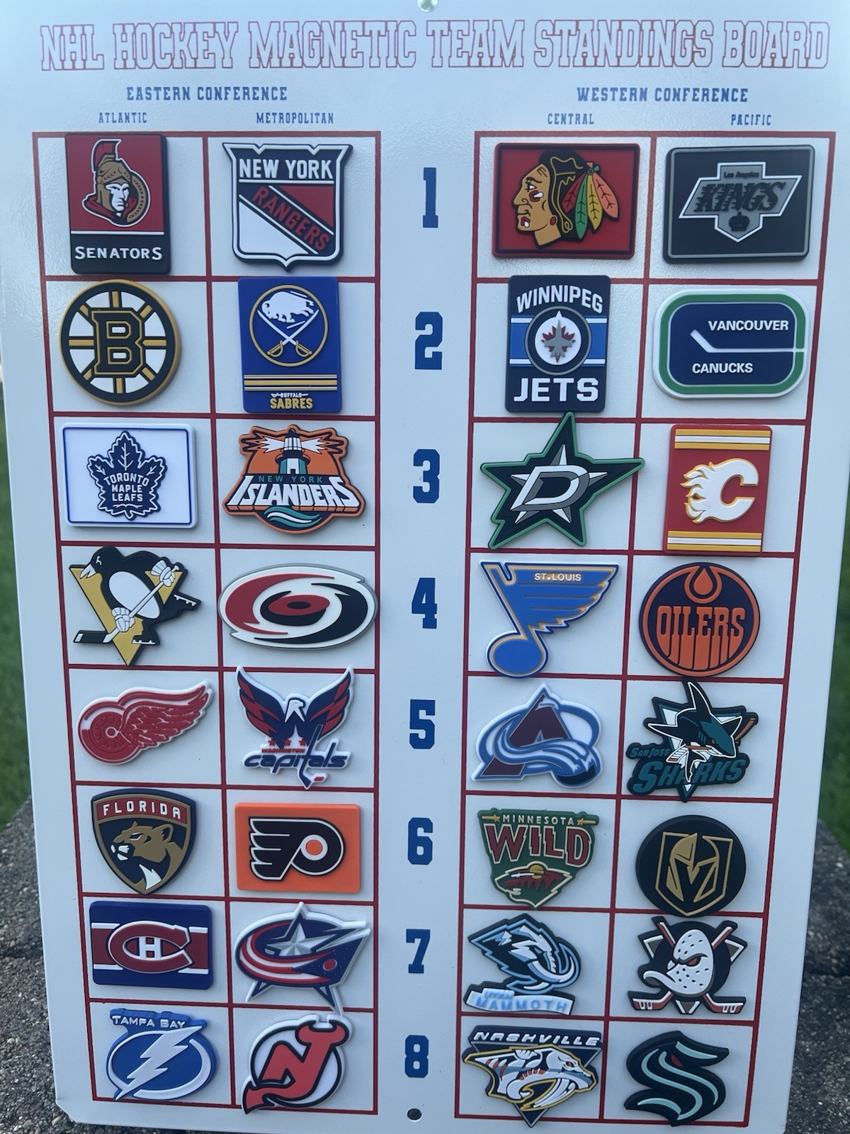 VINTAGE NHL 2026-2027 MAGNETIC TEAM STANDINGS BOARD FULL SET W/32 RUBBER MAGNETS VINTAGE NHL 2026-2027 MAGNETIC TEAM STANDINGS BOARD FULL SET W/32 RUBBER MAGNETS