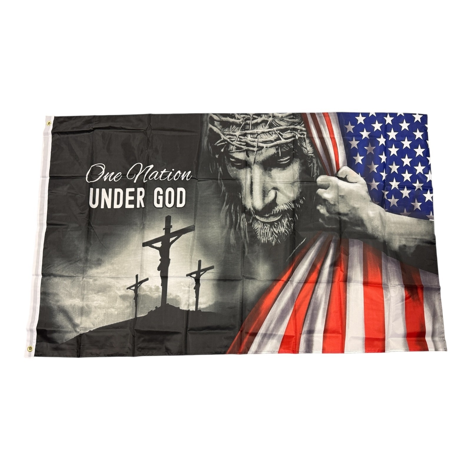 One Nation Under God 3 x 5 ft Flag USA Jesus Christ Patriotic Banner Large New
