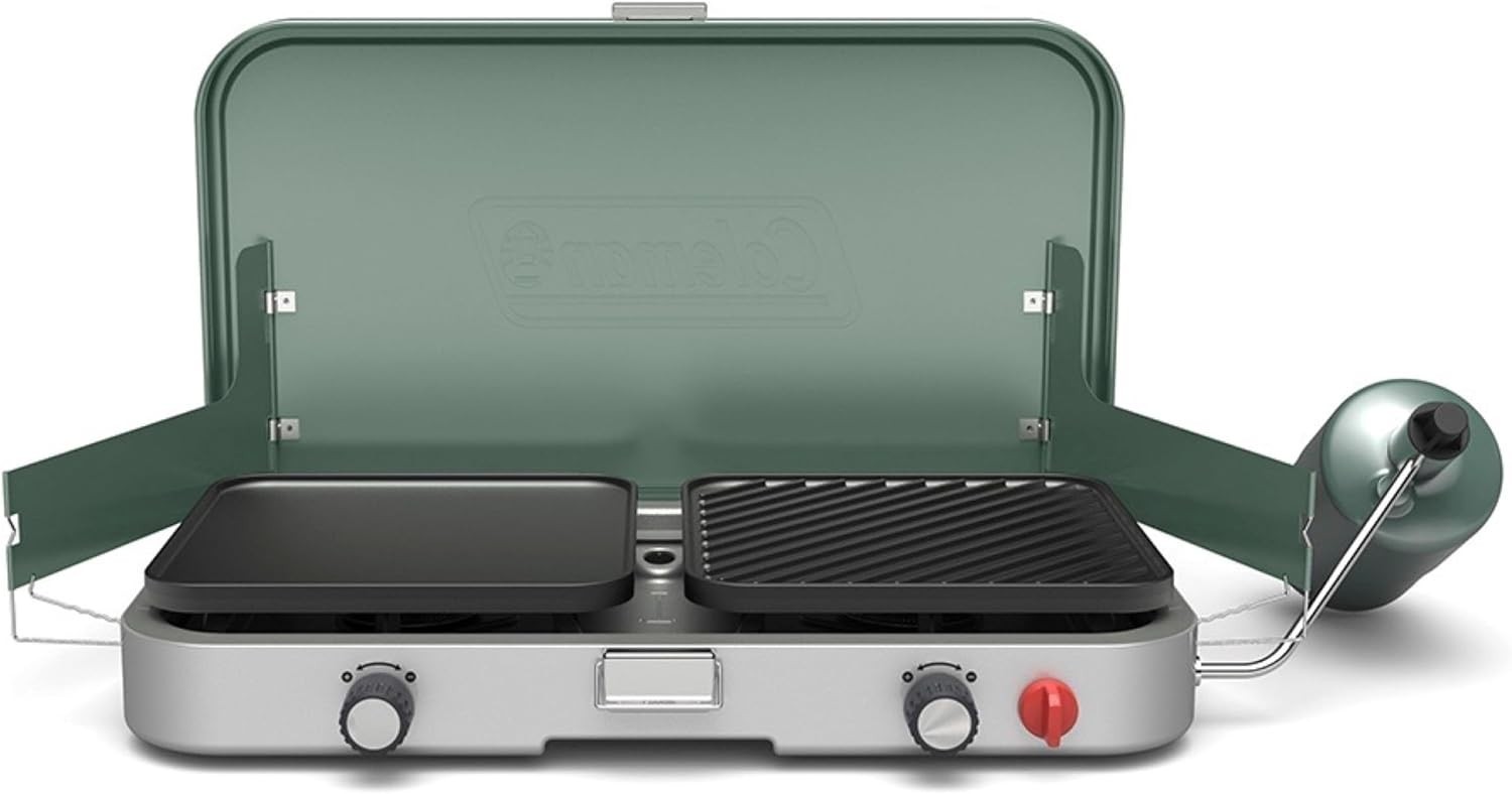 Coleman Cascade 3-in-1 Outdoor Camp Stove, Portable Cooktop with Included Cast-I