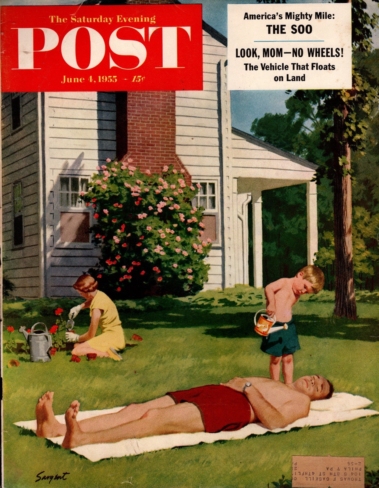 1955 Saturday Evening Post June 4 Father will be surprised Original cover only -
