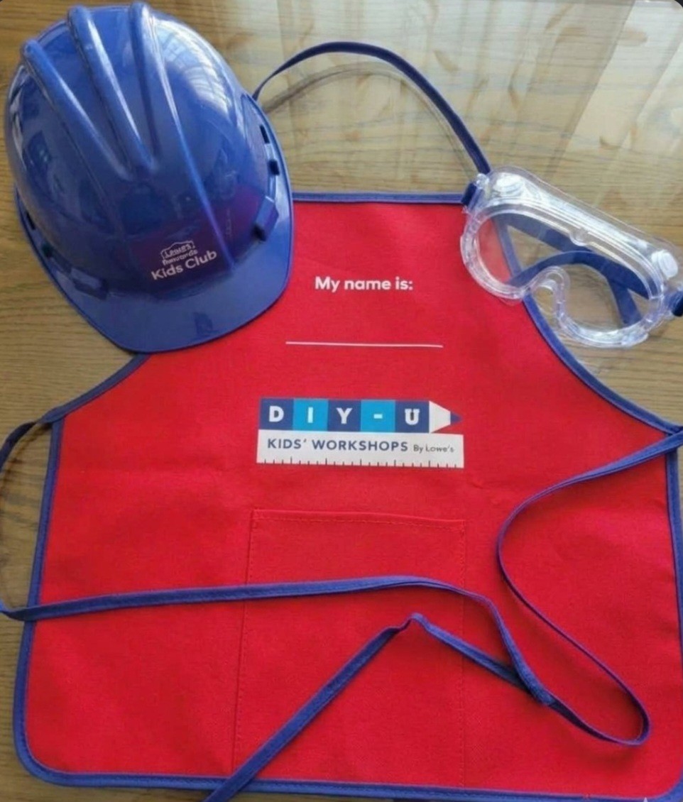 Lowe\'s DIY-U Kids Club Workshop Gear Set – Apron, Hard Hat & Goggles
