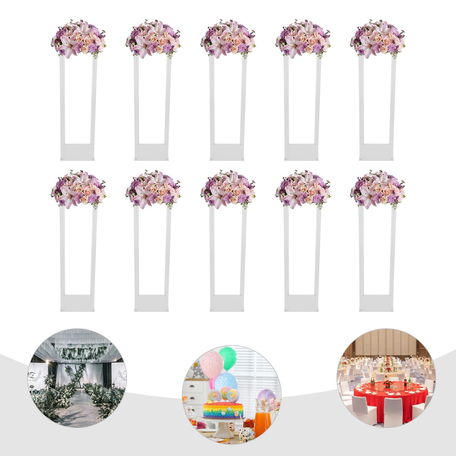 10PCS Clear Acrylic Flower Stand, Acrylic Flower Stand for Wedding Centerpieces