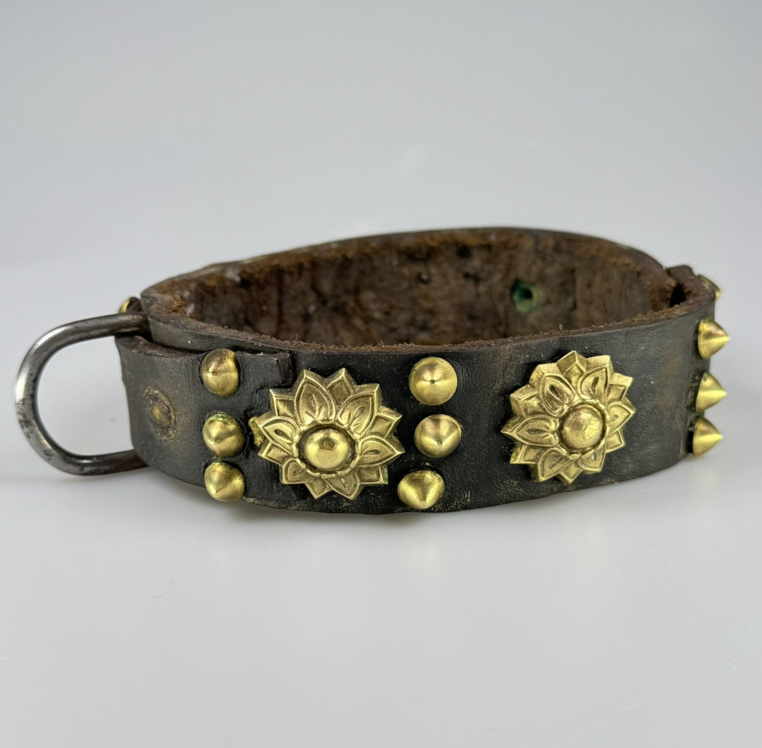 Antique Leather & Brass Studded Dog Collar circa 1900.