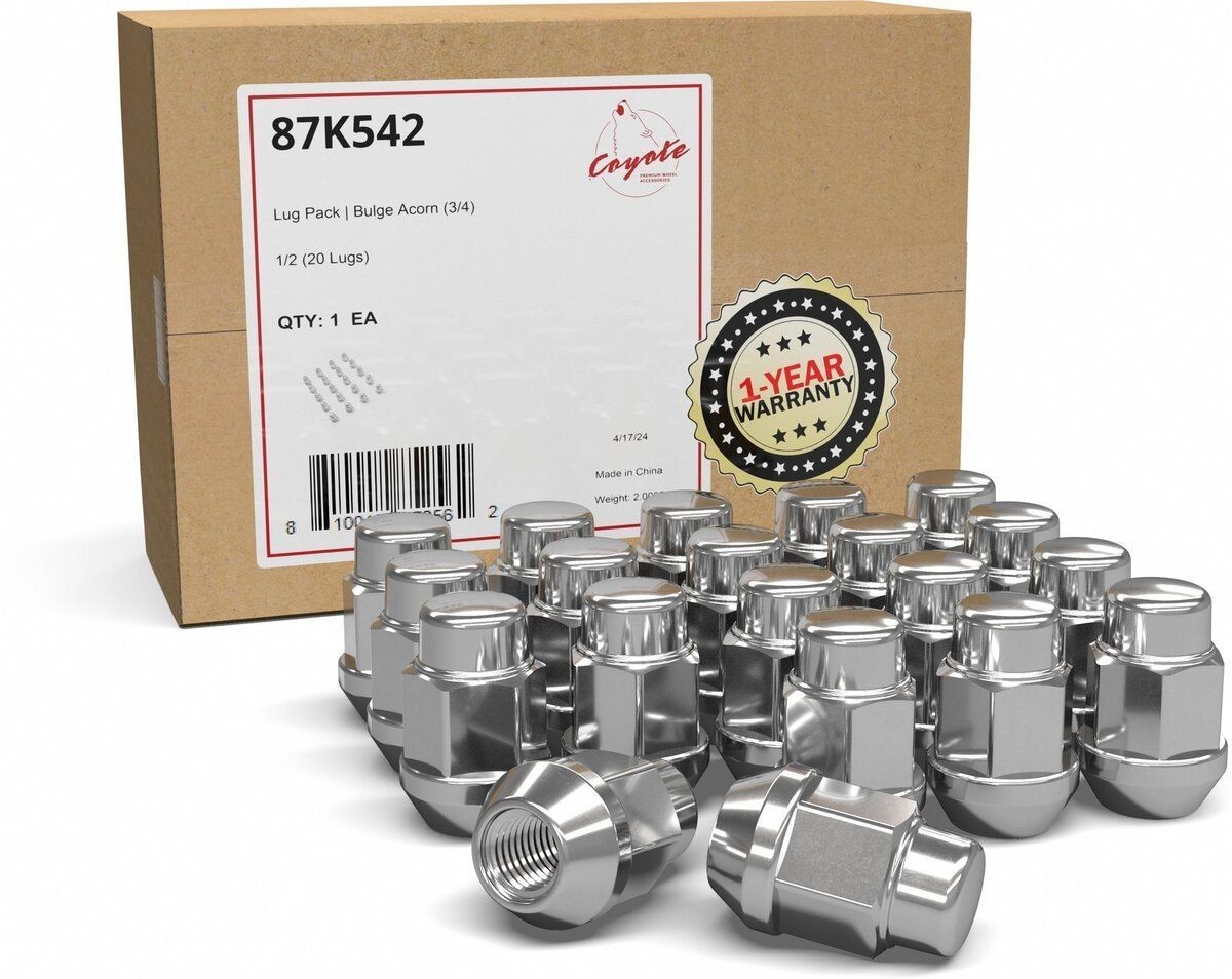 20pc 1/2'' X 20 Chrome Bulge Acorn Lug Nuts Fits DODGE, FORD, GM,TRAILER 🎗️ 20pc 1/2'' X 20 Chrome Bulge Acorn Lug Nuts Fits DODGE, FORD, GM,TRAILER 🎗️