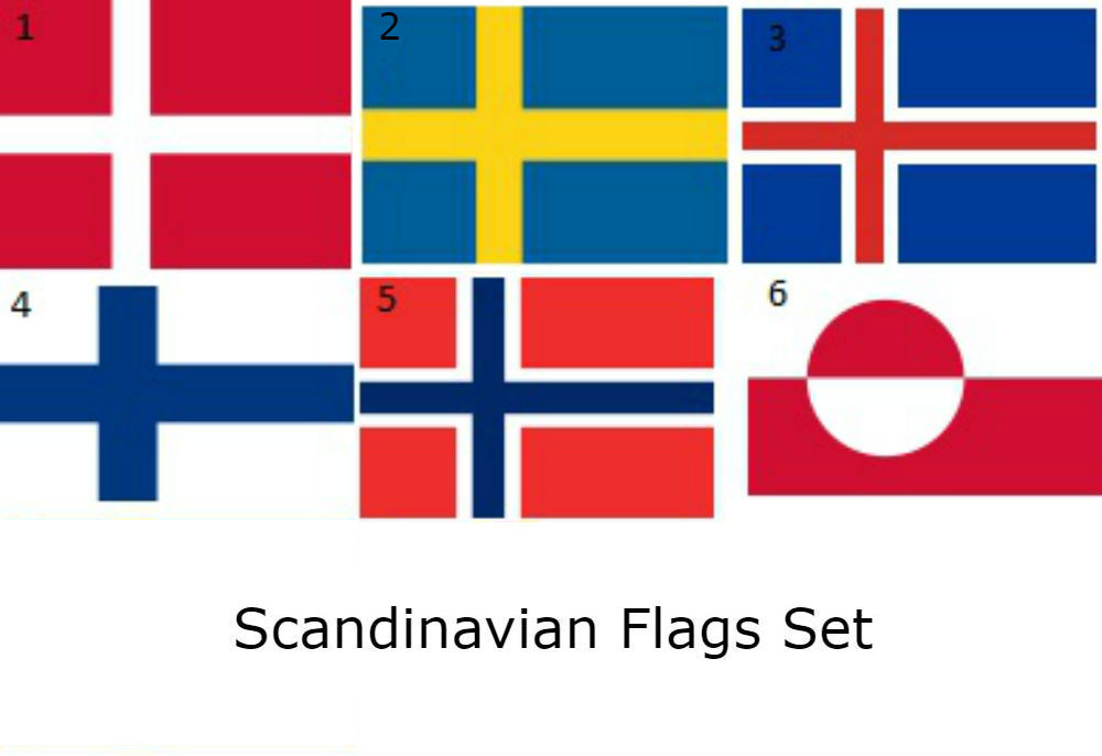 3x5 3\'x5\' Wholesale Lot Set Scandinavian Countries 6 Flags Flag Set Polyester