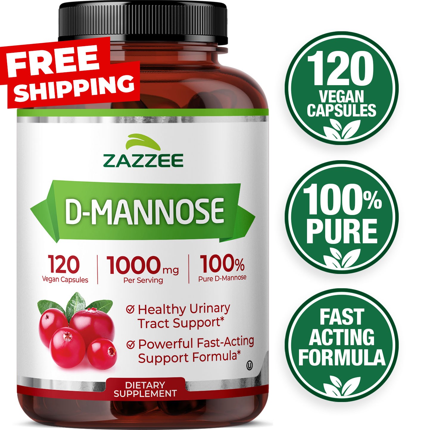 D-Mannose, 1000 mg per Serving, 120 Vegan Capsules, Kosher, UTI Support D-Mannose, 1000 mg per Serving, 120 Vegan Capsules, Kosher, UTI Support