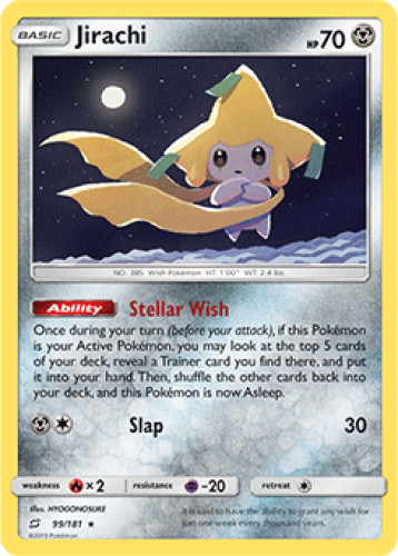 1x Jirachi 99/181 RARE Team Up Pokemon TCG Card NM 1x Jirachi 99/181 RARE Team Up Pokemon TCG Card NM