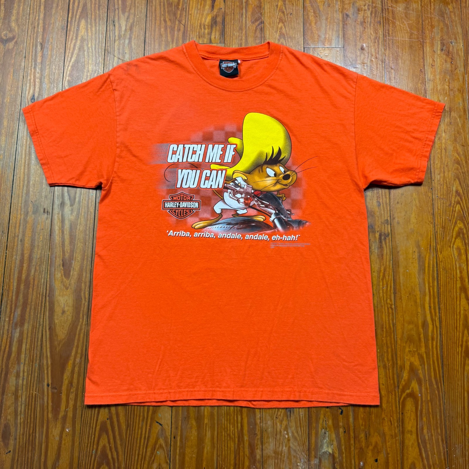 Vintage Harley Davidson Looney Tunes Shirt Mens Large Catch Me If You Can 2002