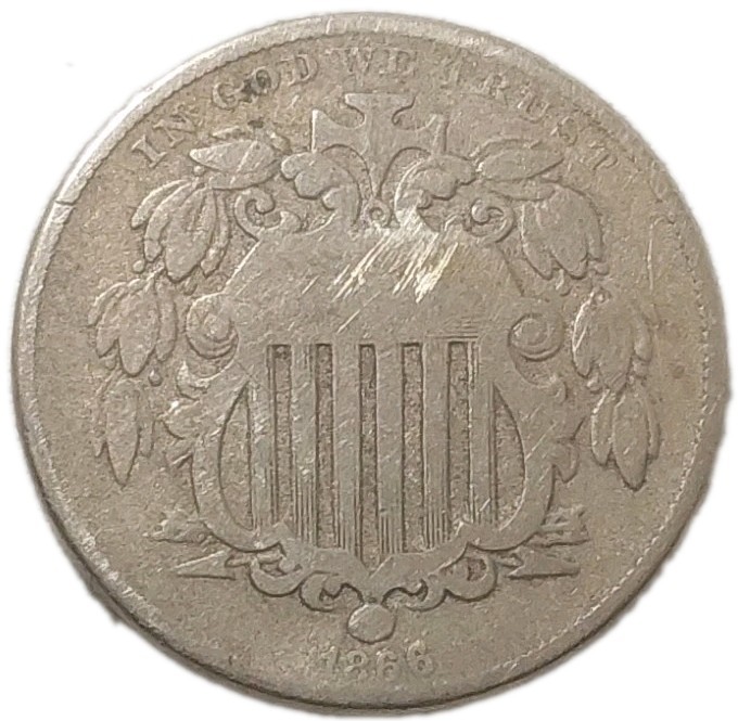 1866 Shield Nickel w/Rays Very Good Five Cent US Coin Free Post Tracking 1866 Shield Nickel w/Rays Very Good Five Cent US Coin Free Post Tracking