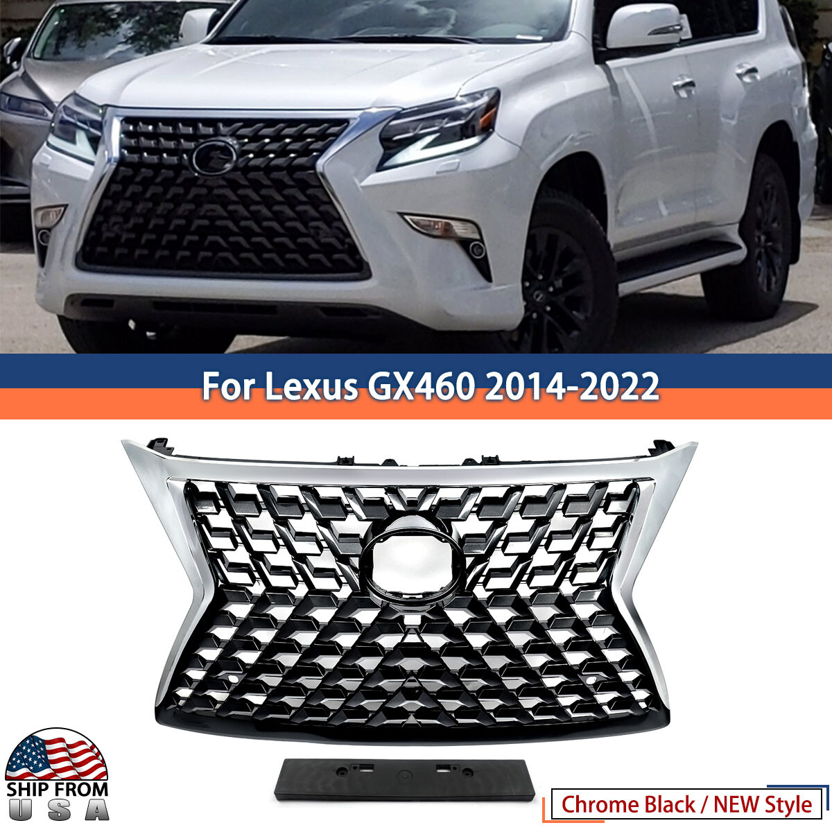 New Upgrade Luxury Front Upper Grille For 2014-2022 LEXUS GX460 Factory Style New Upgrade Luxury Front Upper Grille For 2014-2022 LEXUS GX460 Factory Style