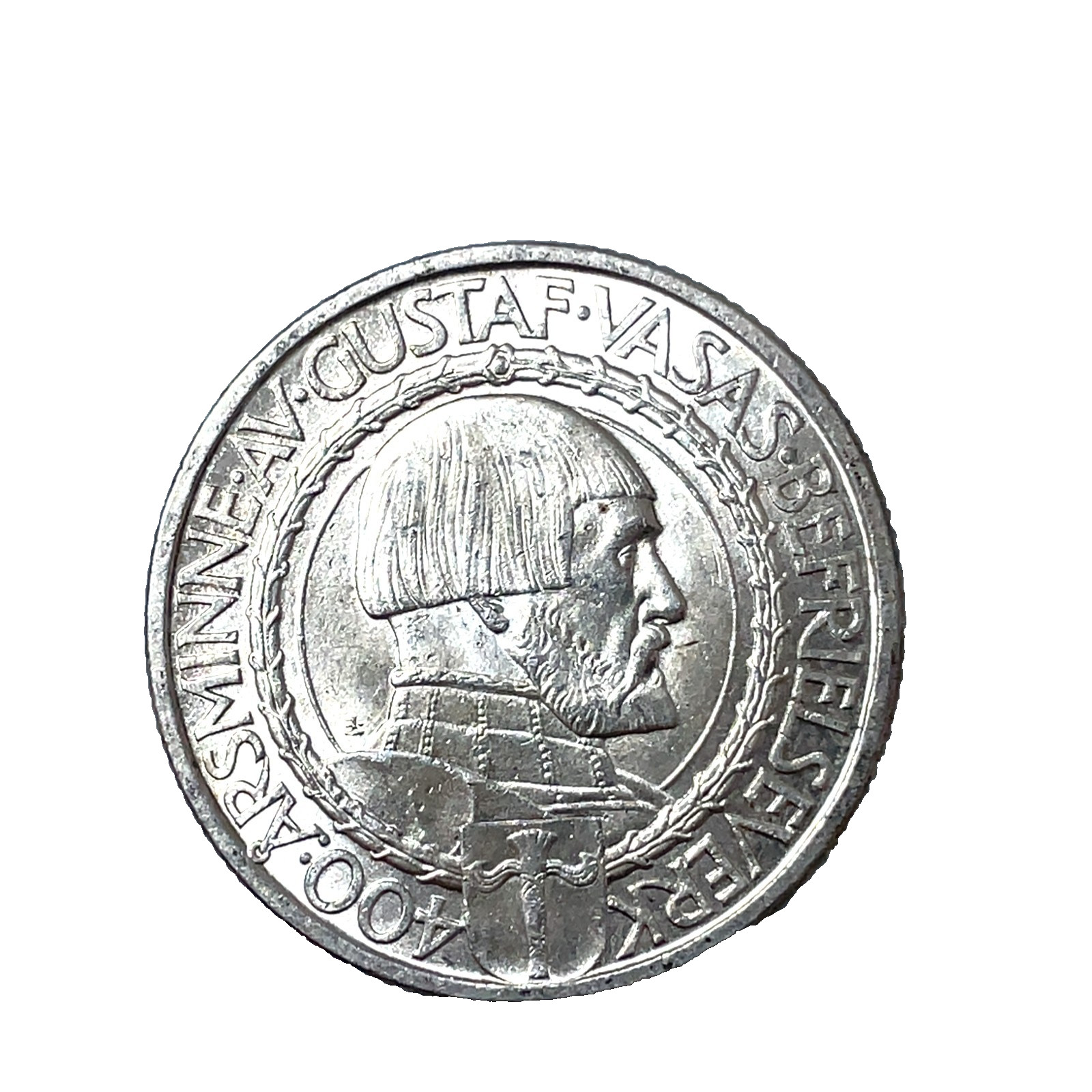 1921 W SWEDEN 2 Kronor Gustaf V 400th Anniversary of Political Liberty Silver #1