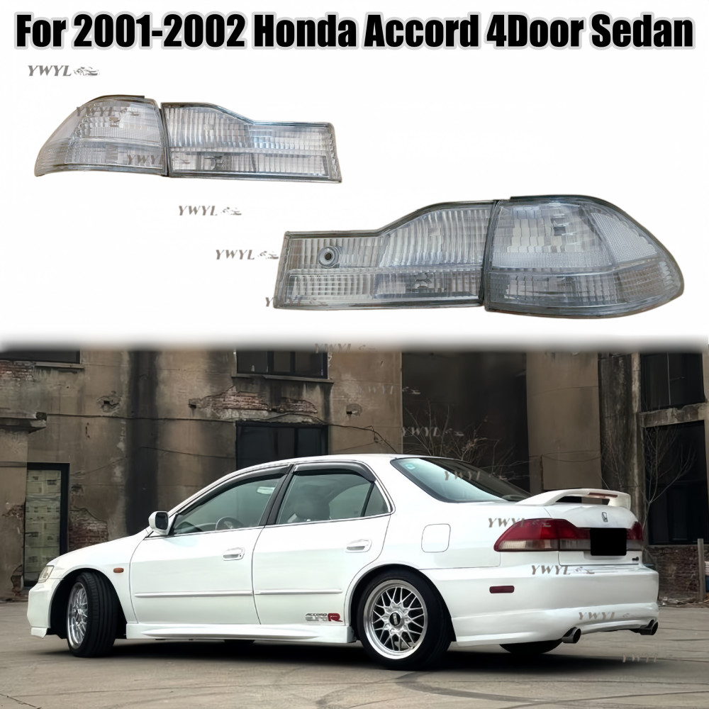 4PCS Clear Lens Rear Tail Lights Brake Lamp for 2001-2002 Honda Accord 4DR Sedan
