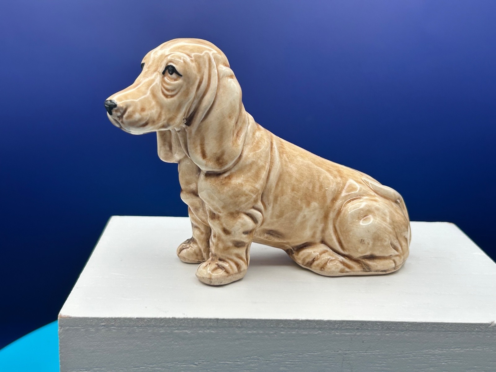 Adorable Vintage Ceramic Basset Hound Laying Down Figurine Made in Japan Adorable Vintage Ceramic Basset Hound Laying Down Figurine Made in Japan