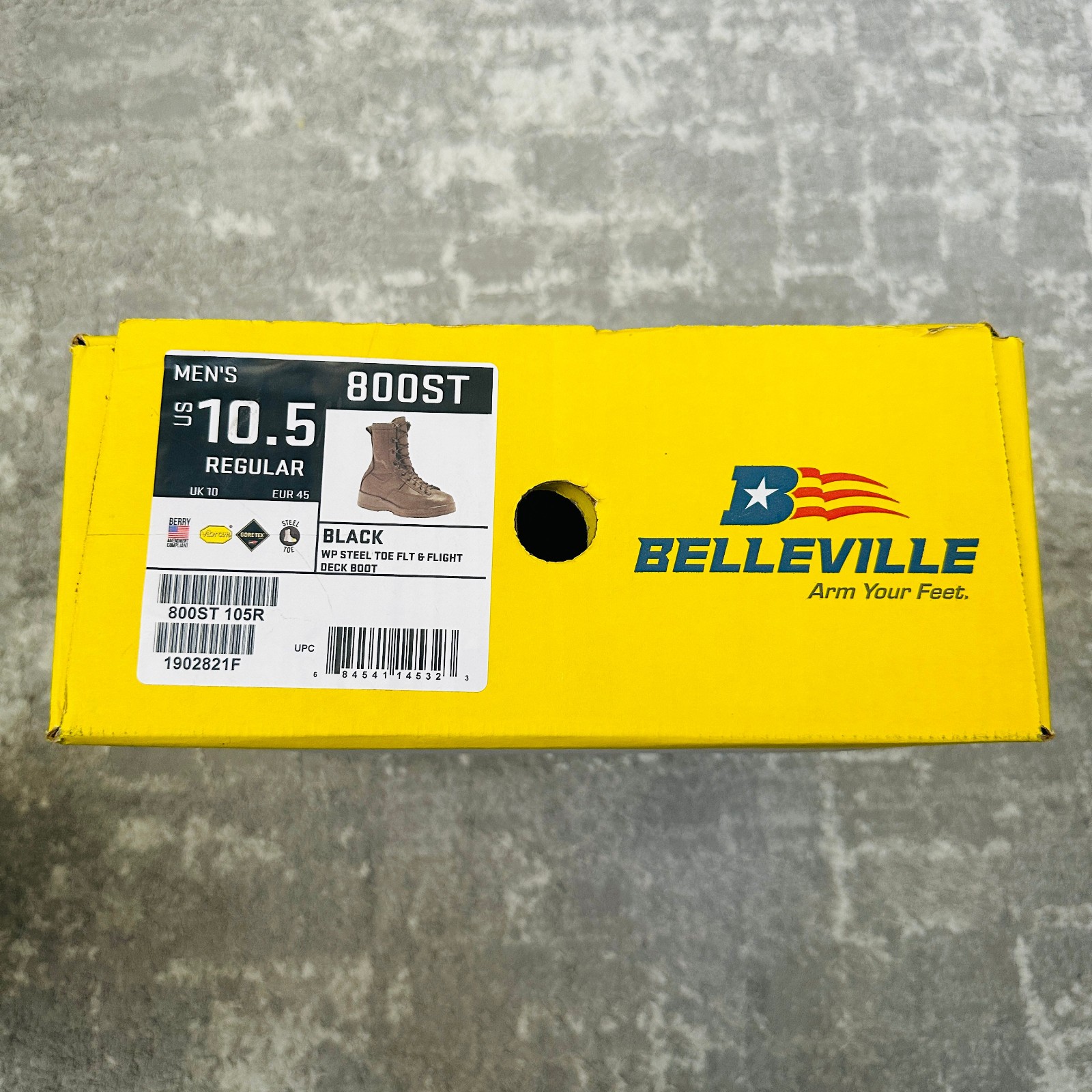 Belleville 800 ST Mens Size 10.5 R Black Waterproof Steel Toe Flight Deck Boots