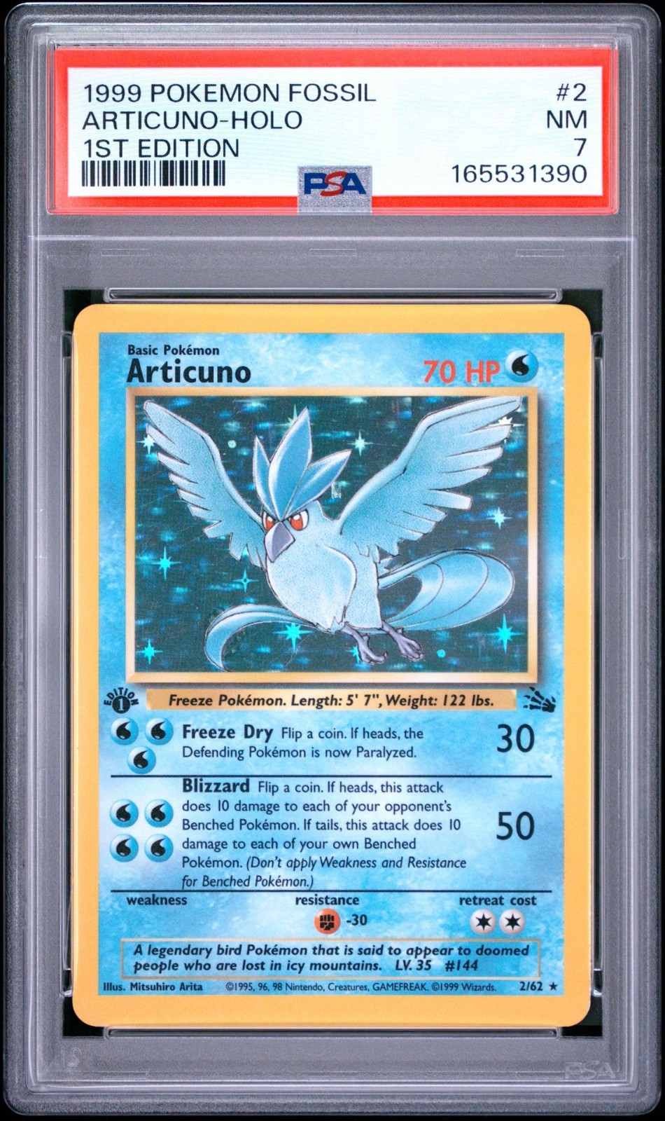 1999 Pokémon Fossil 1st Edition- Articuno 2/62 Holo Rare- PSA 7 New Cert 1999 Pokémon Fossil 1st Edition- Articuno 2/62 Holo Rare- PSA 7 New Cert