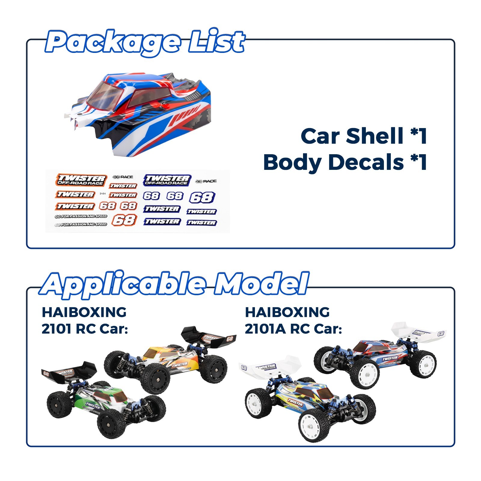 Replacement RC Car Shell Parts Compatible with HAIBOXING 2101/2102A RC Car