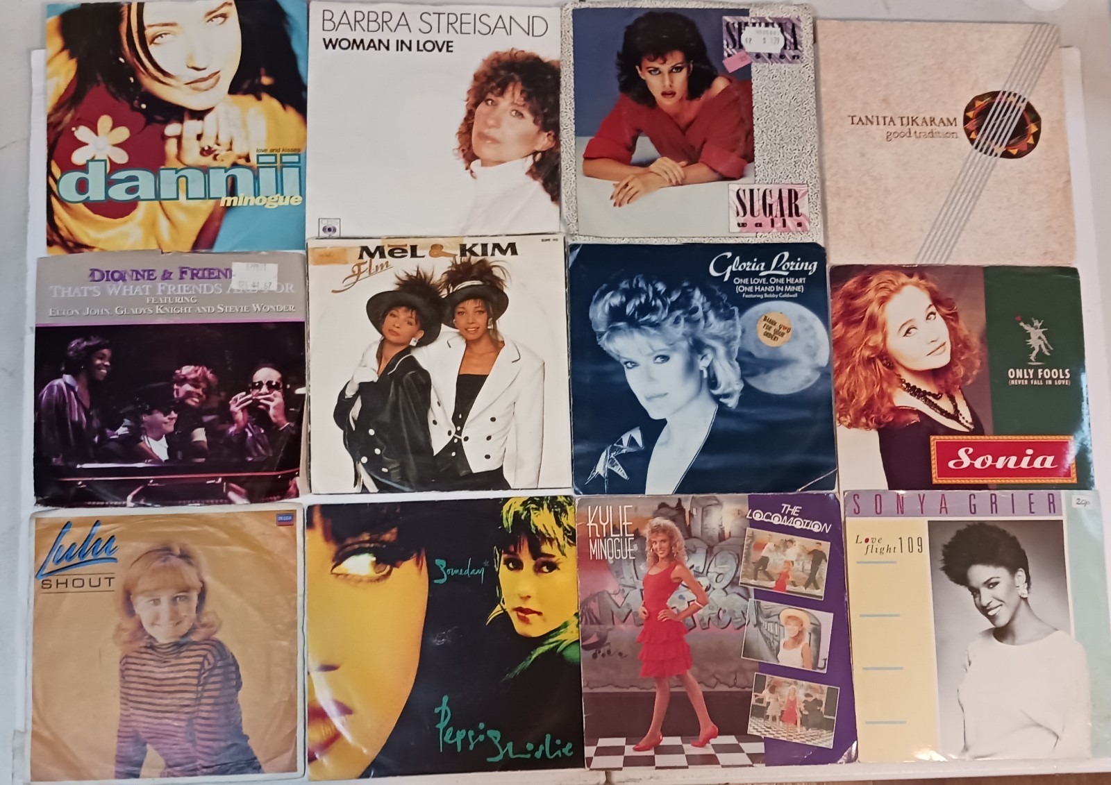 Group Lot 80s 90s Vinyl 45s Total (12) Female With Picture Sleeves VG UK  USA