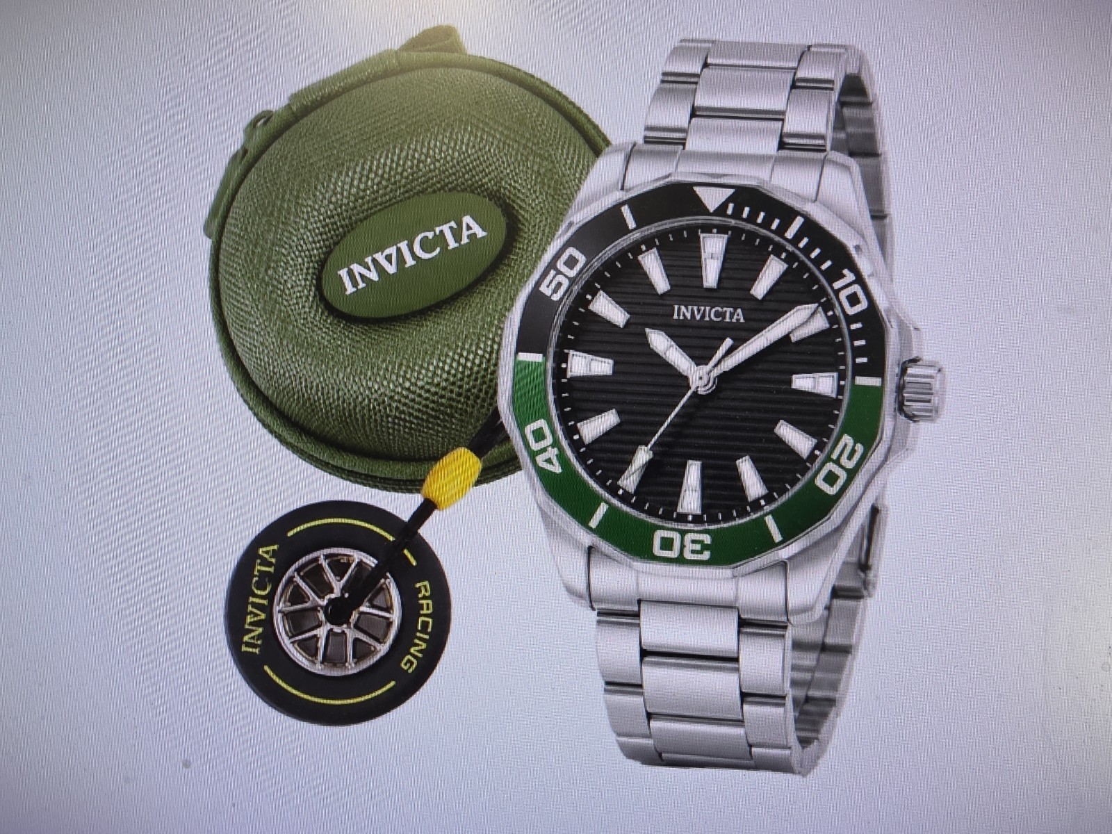 Invicta Pro Diver Meridian Men's Watch Set Green Black Special 001-GA-M-103 $750 Invicta Pro Diver Meridian Men's Watch Set Green Black Special 001-GA-M-103 $750