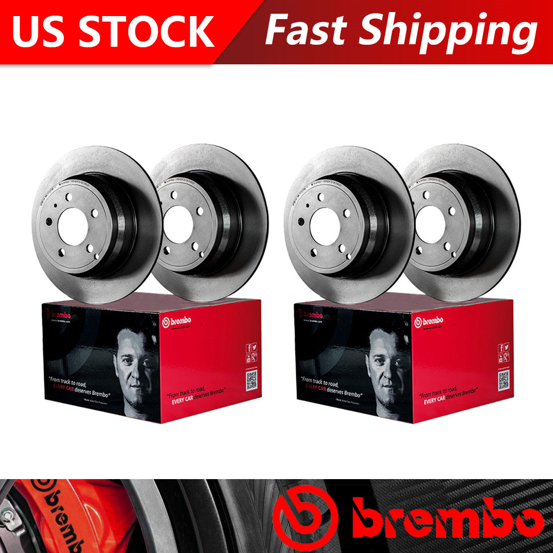 Fits 2013-2015 Mercedes-Benz SL550 Front + Rear Coated Brake Rotors - Brembo OE