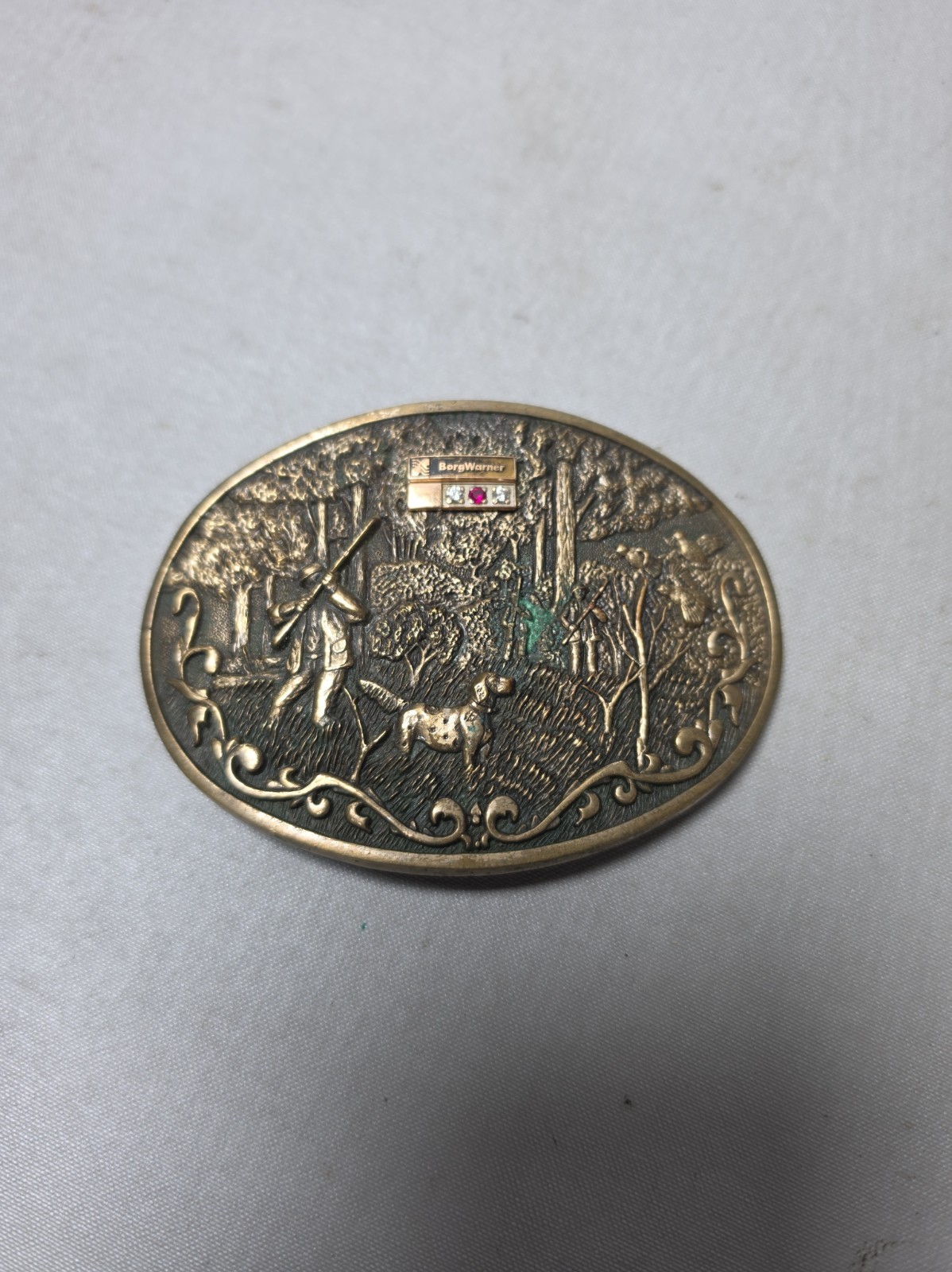 Vintage O.C.Tanner brass belt buckle with 10K gold emblem BorgWarner Vintage O.C.Tanner brass belt buckle with 10K gold emblem BorgWarner