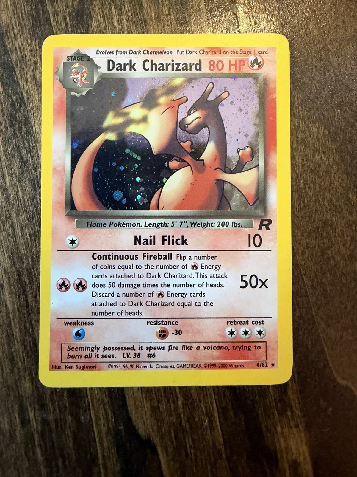 Pokemon TCG Dark Charizard 4/82 Team Rocket 2000 SWIRL Pokemon TCG Dark Charizard 4/82 Team Rocket 2000 SWIRL