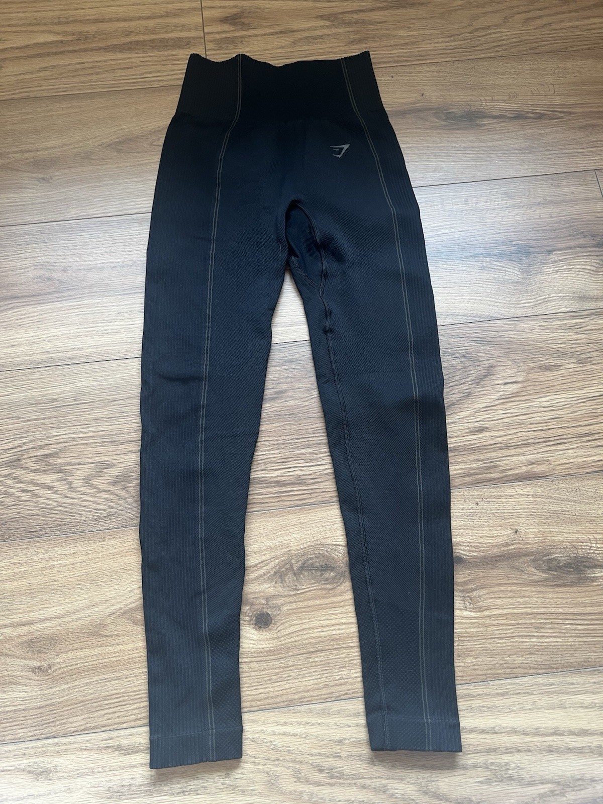 Gymshark Ultra Seamless Leggings Black Ribbed Panel High Rise Workout Women\'s XS