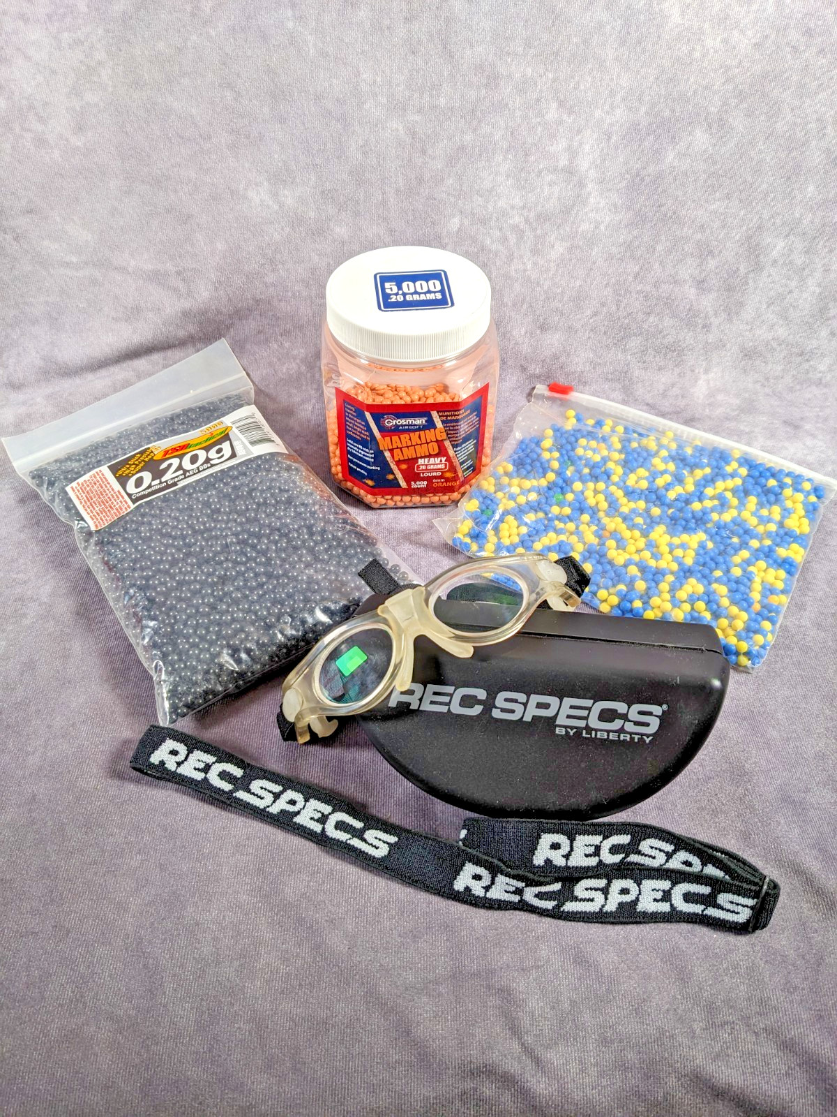 TSD Tactical Crosman Airsoft Ammo Lot 6mm BBs REC Specs Liberty Goggle with Case