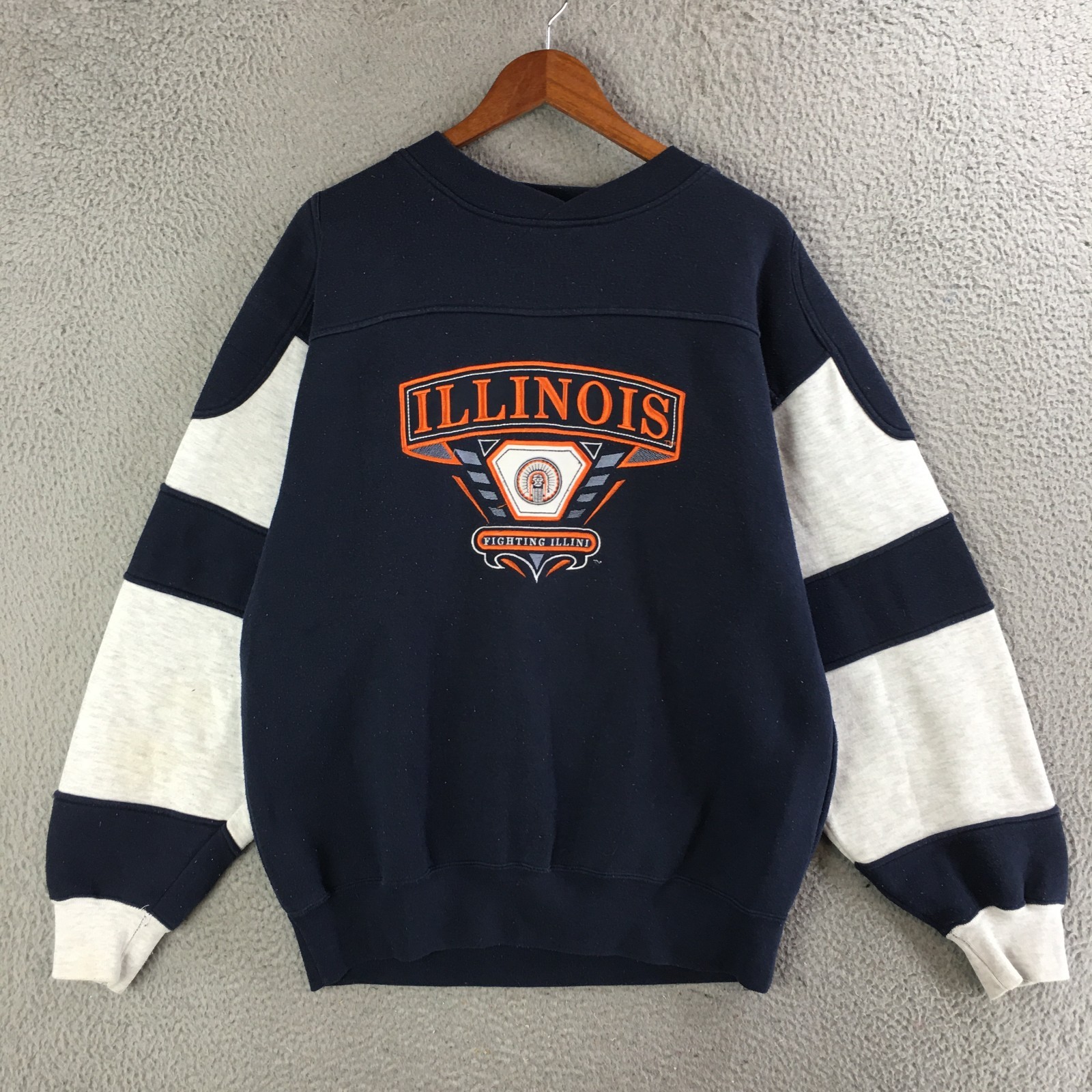 Midwest Embroidery Sweatshirt Womens L Illinois Fighting Illini Vintage Blue