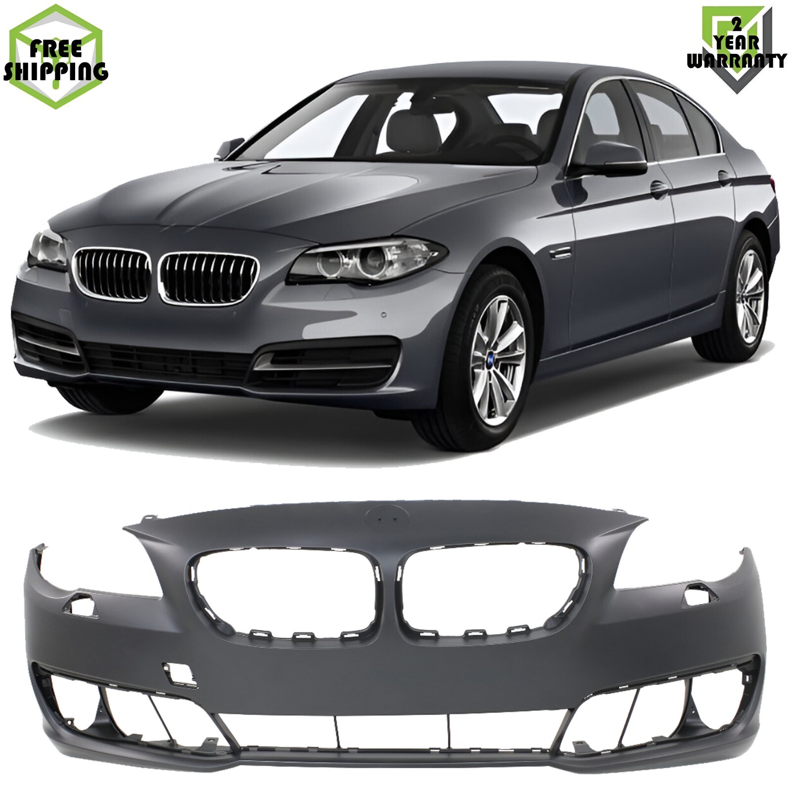 Front Bumper Cover Primed Plastic For  14-16 BMW 535d 535i xDrive 528i 550i