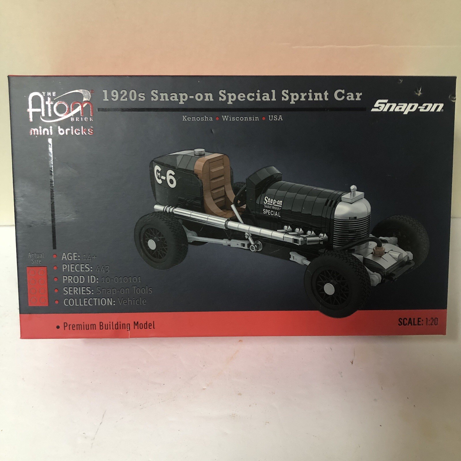 Atom Brick 1920s Snap-on Sprint Car 1:20 Scale- New In Sealed Box Atom Brick 1920s Snap-on Sprint Car 1:20 Scale- New In Sealed Box