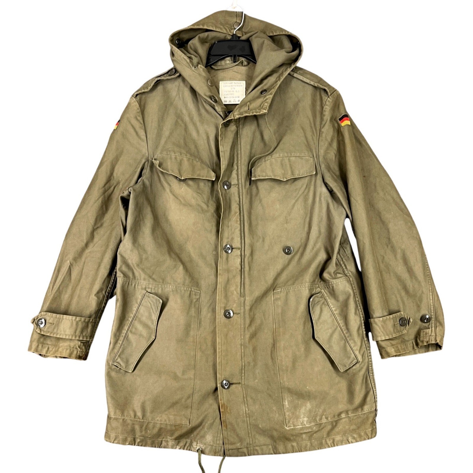 Vintage 70s Schwarz Passau German Army Field Parka Men M Gr. 5 Utility Jacket
