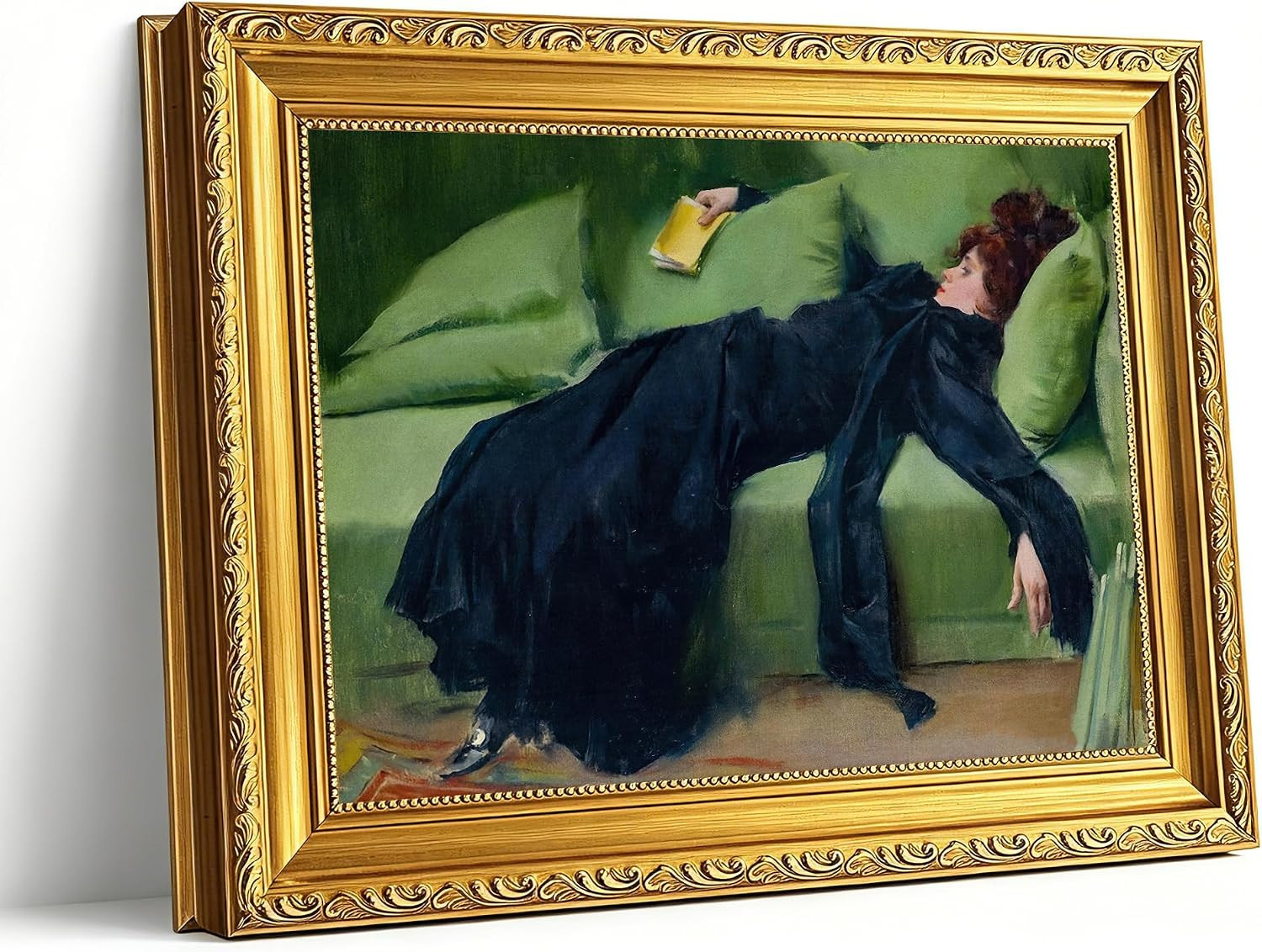 Gold Framed Victorian Woman Canvas Wall Art,Vintage Picture Wall Decor